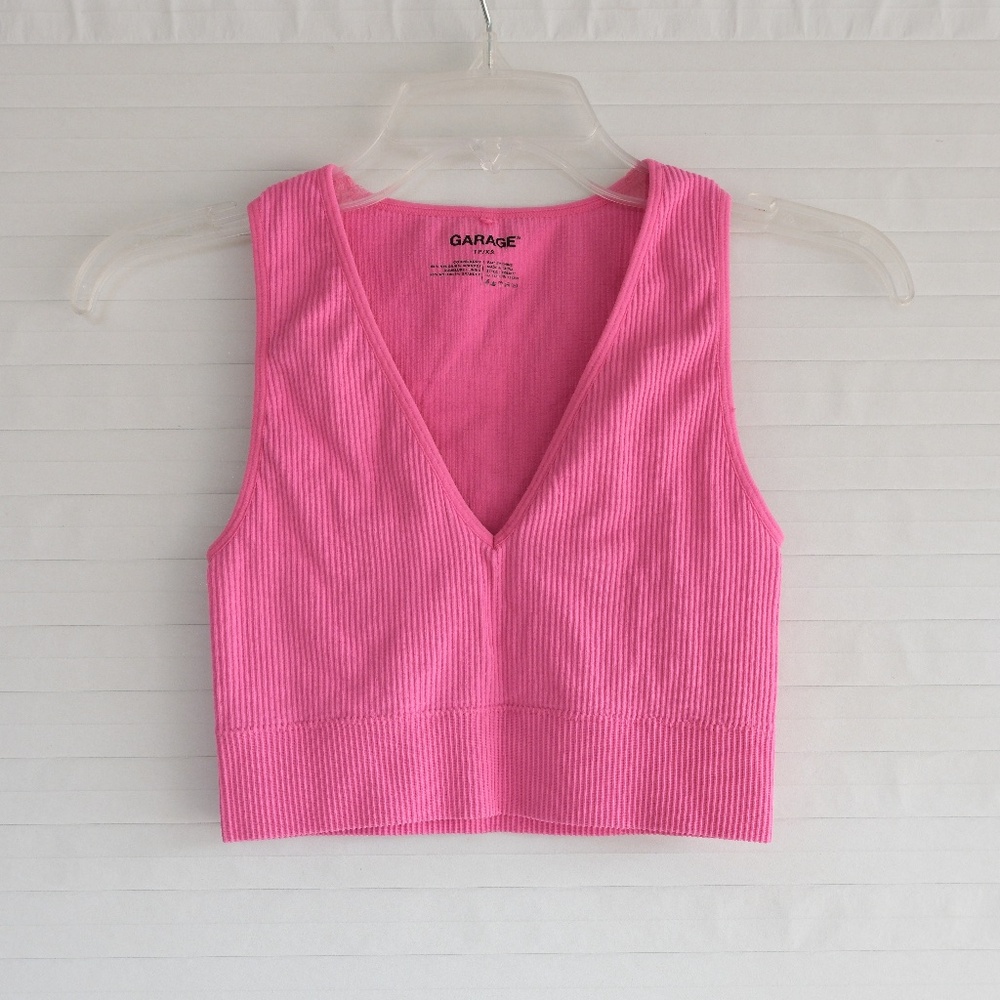 Garage Pink Ribbed Crop Top